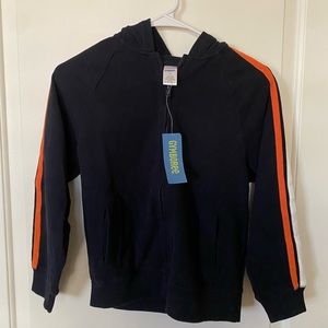 BRAND NEW Gymboree Kids Navy Zip Up Sweatshirt with Grey and Orange Stripes